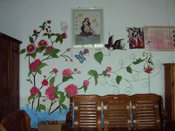 禹城樱花墙艺 手绘艺术点亮城市之美